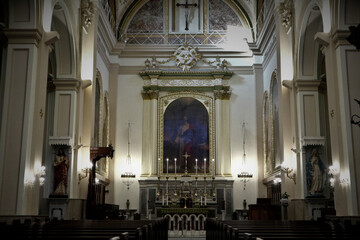 Catholic Cathedral in Izmir. This church is the official residence of the Archbishop of Izmir. One of the largest and most beautiful churches in Turkey. You can see the nave and the chancel.
