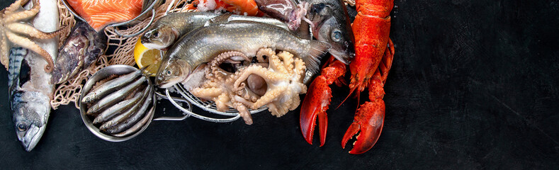 Fresh fish and seafood assortment
