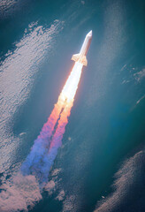 Fototapeta na wymiar space rocket in space, space shuttle launch background