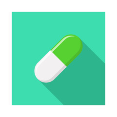 Green Pill Capsule, Medicine, vector mark symbols green style. Isolated icon.