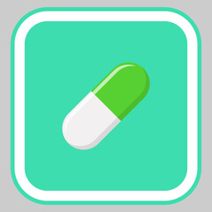Green Pill Capsule, Medicine, vector mark symbols green style. Isolated icon.