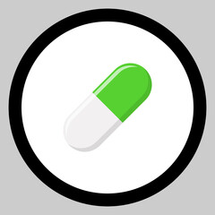 Green Pill Capsule, Medicine, vector mark symbols green style. Isolated icon.