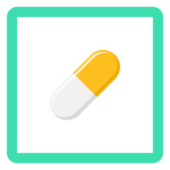 Yellow Pill Capsule, Medicine, vector mark symbols Yellow style. Isolated icon.