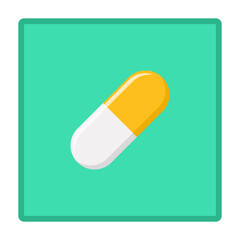 Yellow Pill Capsule, Medicine, vector mark symbols Yellow style. Isolated icon.