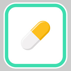 Yellow Pill Capsule, Medicine, vector mark symbols Yellow style. Isolated icon.
