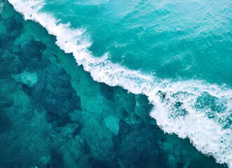 blue ocean wave hit the shore - obrazy, fototapety, plakaty