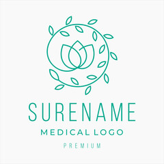 nature spa medical healthcare logo design and healthy lotus flower custom logo design