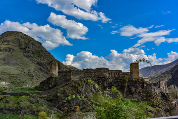 Fototapeta na wymiar A fortress in the mountains, not far from the cave town of Vardzia. Georgia 2019.