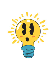 flat surprised light bulb
