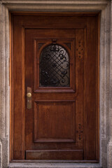 Germany - December 20,2021: Old Decorative Main Entrance Wooden Door.