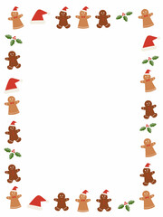 ジンジャーブレッドマンのイラストの縦型フレーム