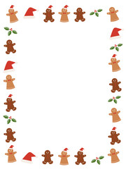 ジンジャーブレッドマンのイラストの縦型フレーム