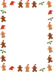 ジンジャーブレッドマンのイラストの縦型フレーム