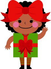 Kid wearing Christmas costume cartoon illustration