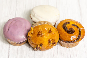 homemade muffins filled with different flavors