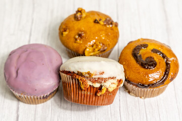 homemade muffins filled with different flavors