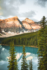 Moraine lake at sunrise, Banff. Canadian Rockies, Alberta, Canada