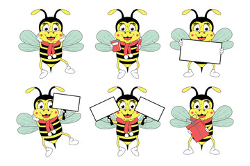 cute bee animal cartoon illustration