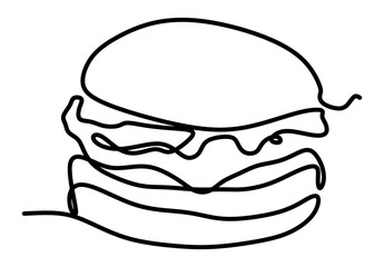 The illustrations and clipart. Continuous one-line drawing. A Krabby Patty on white background.