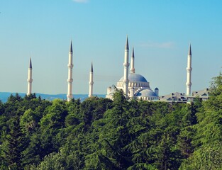 Beautiful shot of The Sultan Ahmed Mosque (Blue Mosque) in Fatih, Istanbul, Turkey