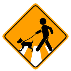 Person And Guide Dog On Crosswalk. icon Character.