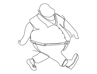 The illustrations and clipart. Continuous one-line drawing. Happy big man on white background.