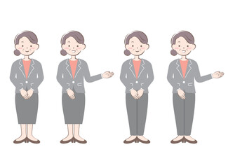 スーツ姿のシニア女性　全身　案内