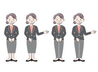 スーツ姿のシニア女性　全身　案内