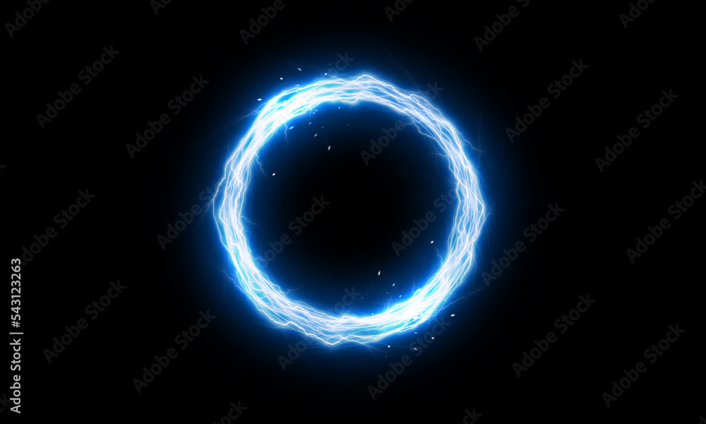 Wall mural lightning round frame. plasma magical portal. ball light effect. circle light effect.