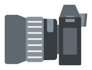 Camera with Fish eye lens icon, Side view of Camera.