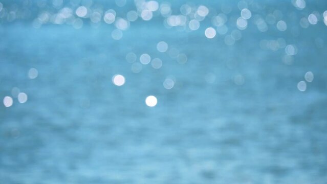 Blur and bokeh reflection bigger glitter of sun light on the sea in the summer season
