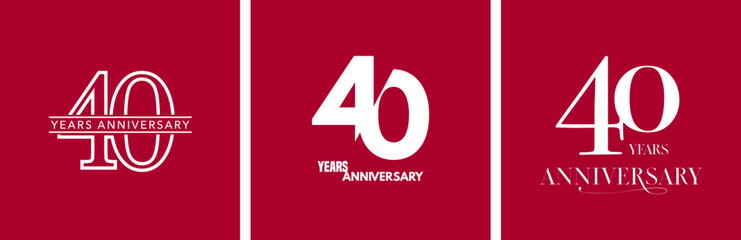 40 years anniversary set of vector icons, logo. Design element with graphic style numberry