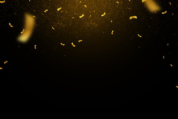 Realistic golden confetti background