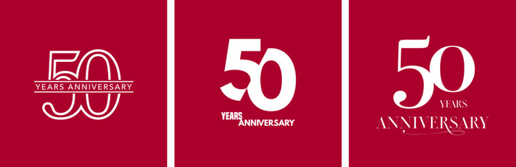 50 years anniversary set of vector icons, logo. Design element with graphic style number