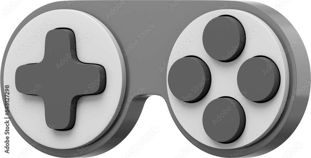 Poster minimalistic console game controller. png gray icon on transparent background. 3d rendering.