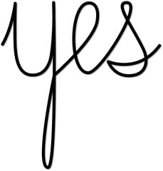 Yes word, handwritten text 