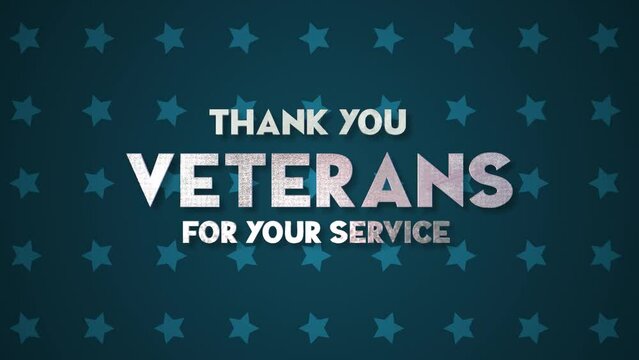 Happy Veterans day. Thank you, Veterans, for your service. Honoring all who served Blue Background 3D text animation 4k footage.
