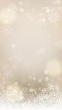 雪の結晶が降るクリスマス背景（010-縦型-金）ループ動画