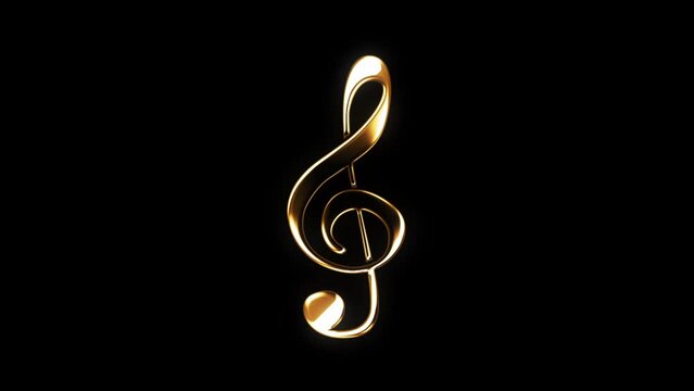Gold treble clef on black background