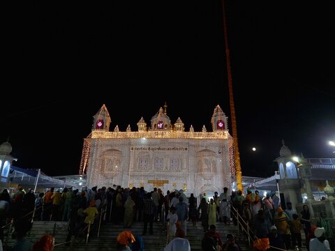 Night view of Takhat Sachkhand Shri Hazur Abchalnagar Sahib is the main Gurudwara of Nanded 