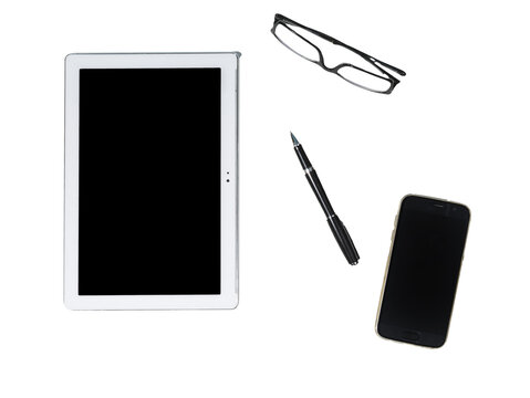 A tablet and a mobile phone