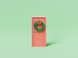 Door with traditional Christmas wreath