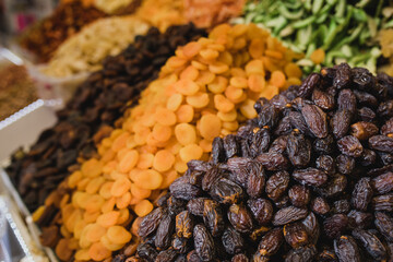 Dried apricots and phoenicians on the Turkish bazaar.
