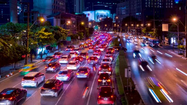 A time-lapse of the traffic on Ratchadapisek road in Bangkok.