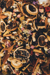 Closeup herbal tea on bazaar.