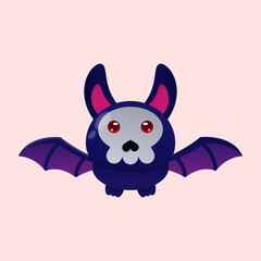 cute bat vector illustration with pink ears