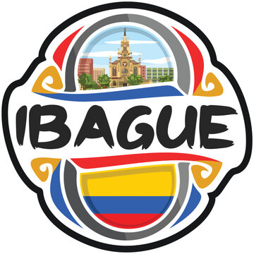 Ibague Colombia Flag Travel Souvenir Sticker Skyline Landmark Logo Badge Stamp Seal Emblem SVG EPS