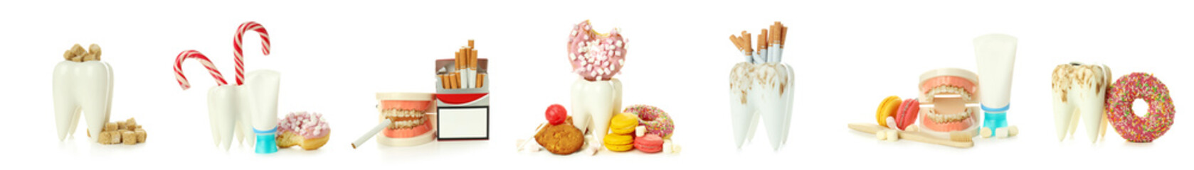 Set of Teeth problems concept, isolated on white background