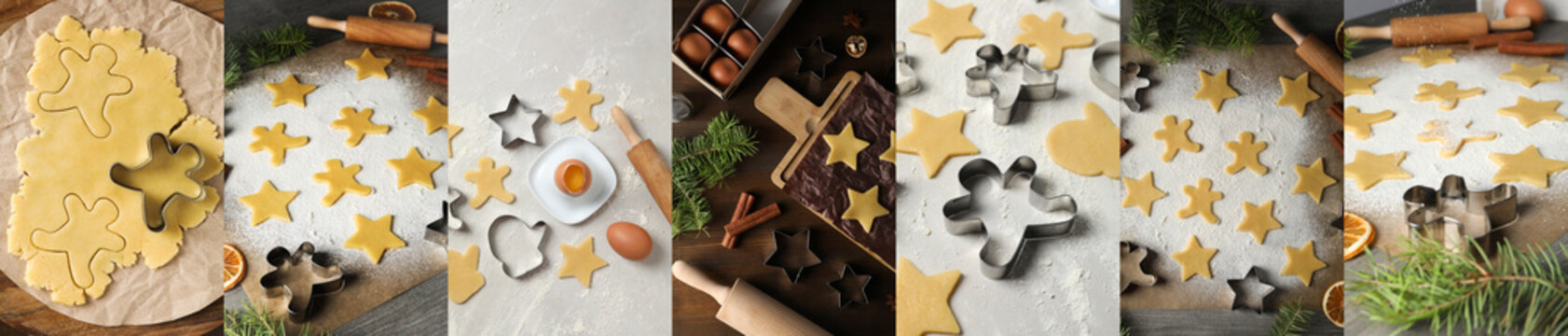 Collage of photos for Cooking with cookie cutter concept