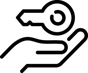 Real estate, buy house, home  line icon. Key  in hand